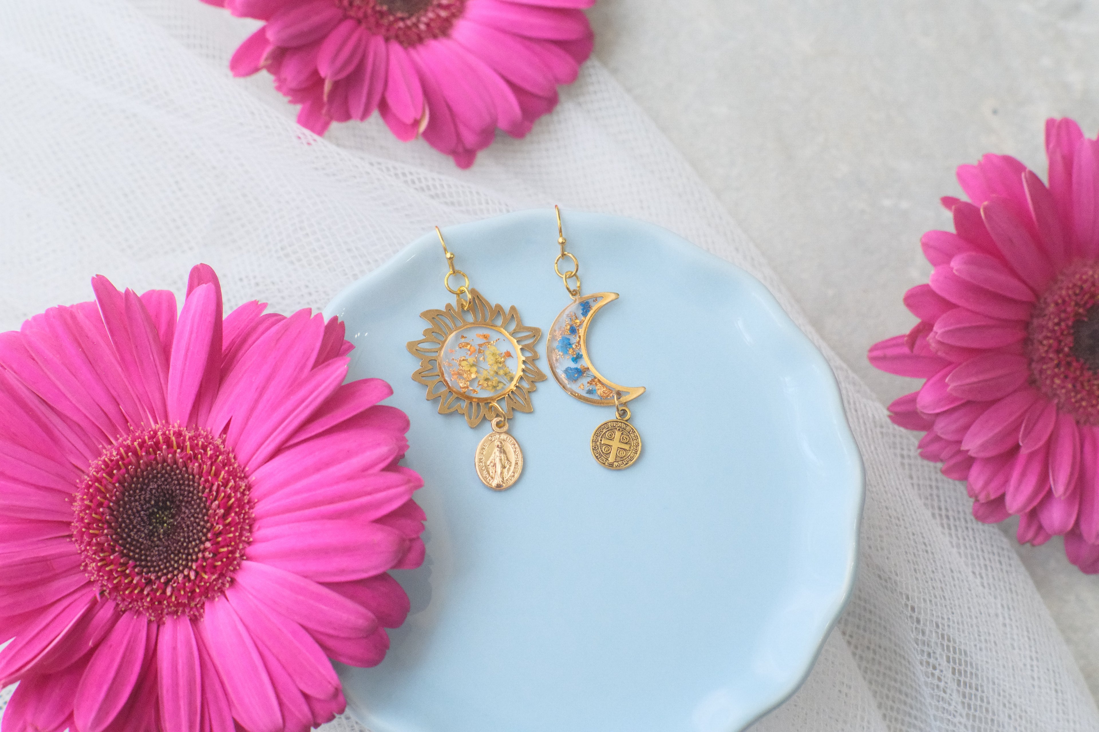 Earrings Gold Mix Wildflowers Sun and Moon 2