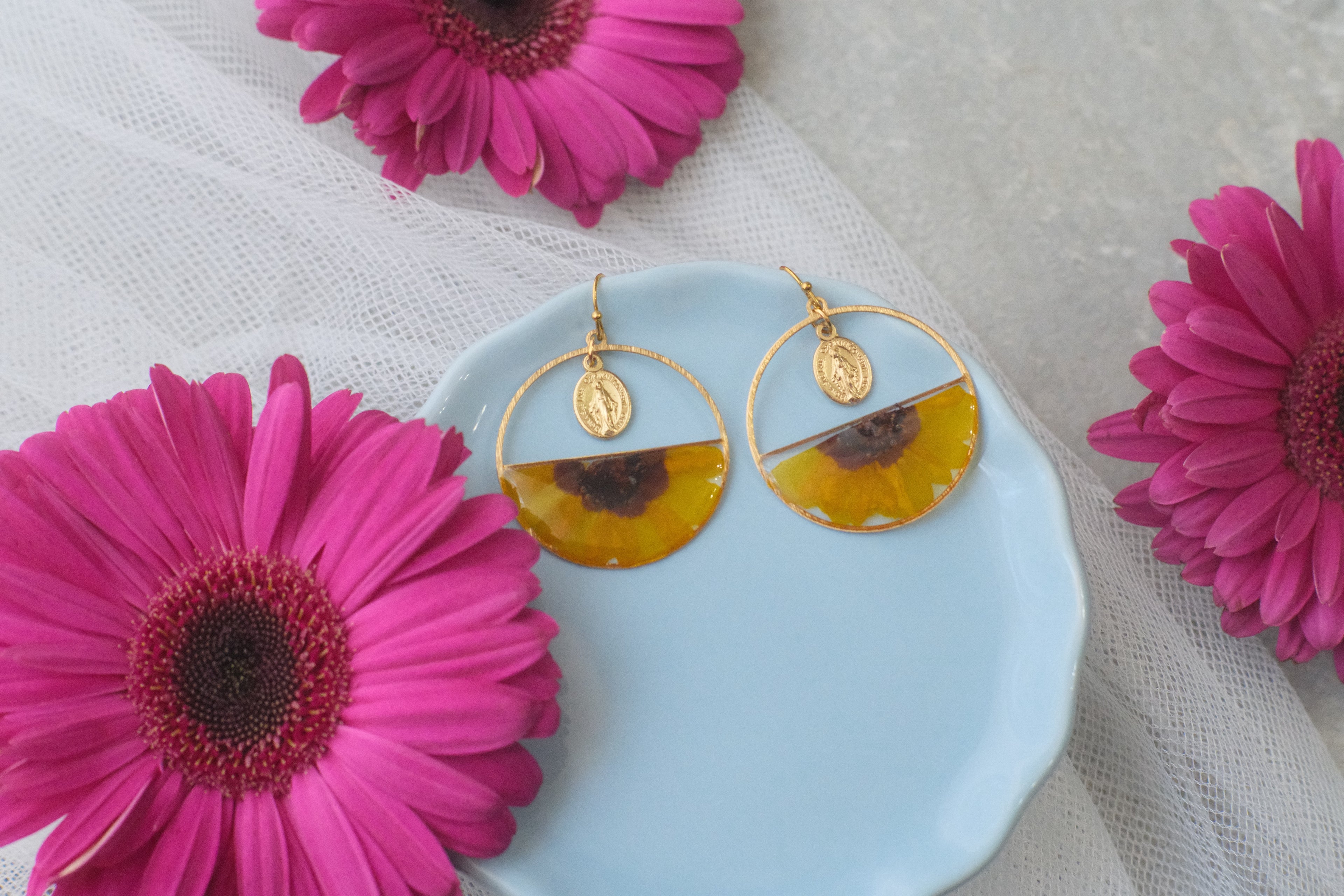 Earrings Gold MM Sunflower 1