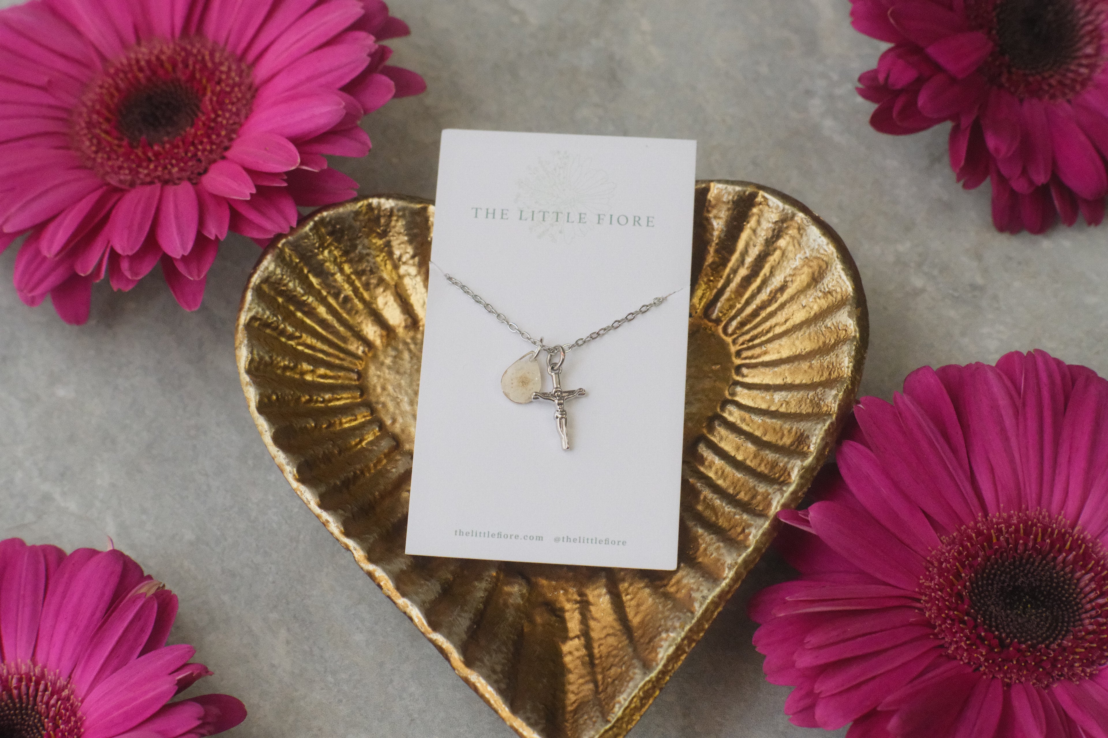 Necklace Silver Cross Ivory