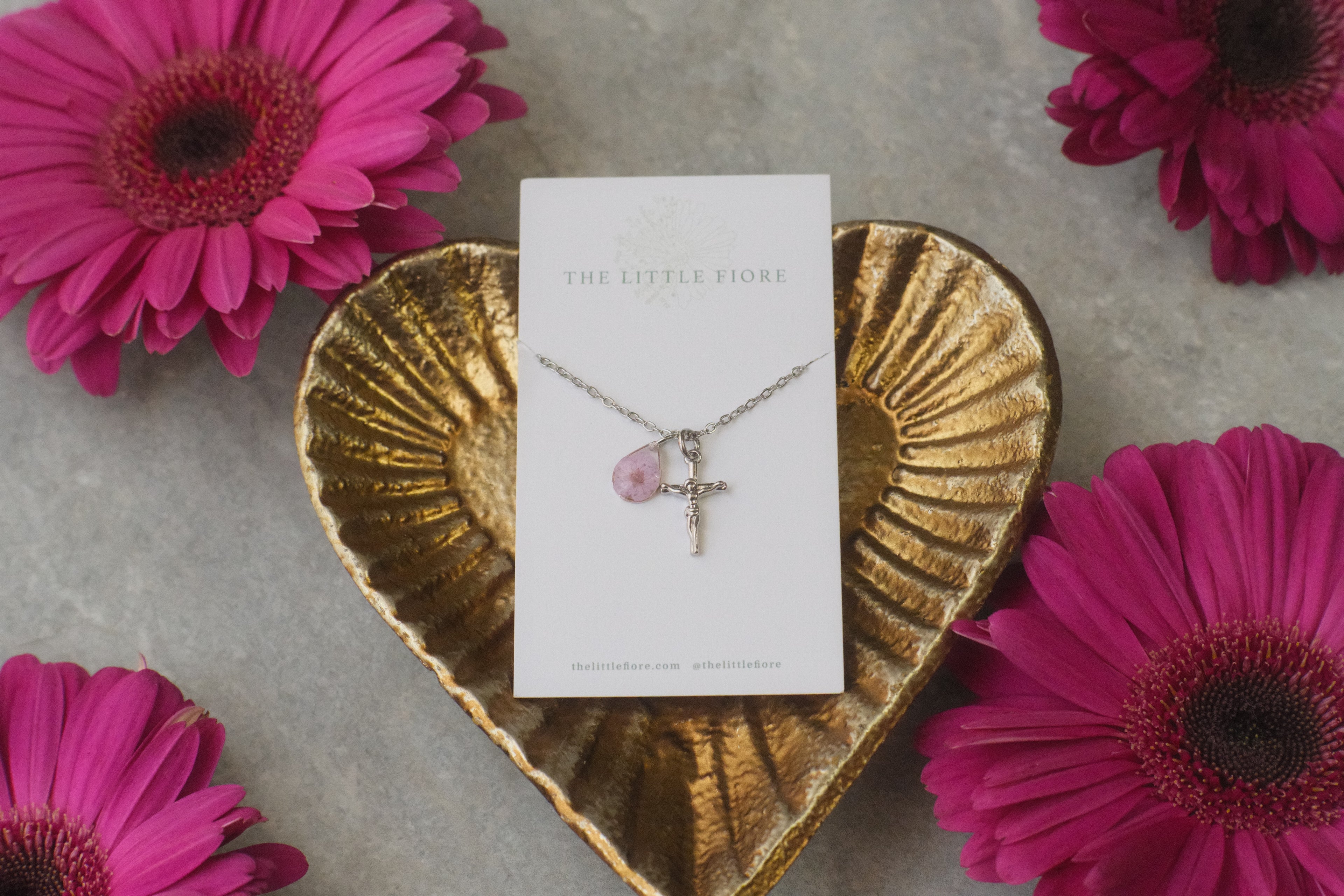 Necklace Silver Cross Lavender
