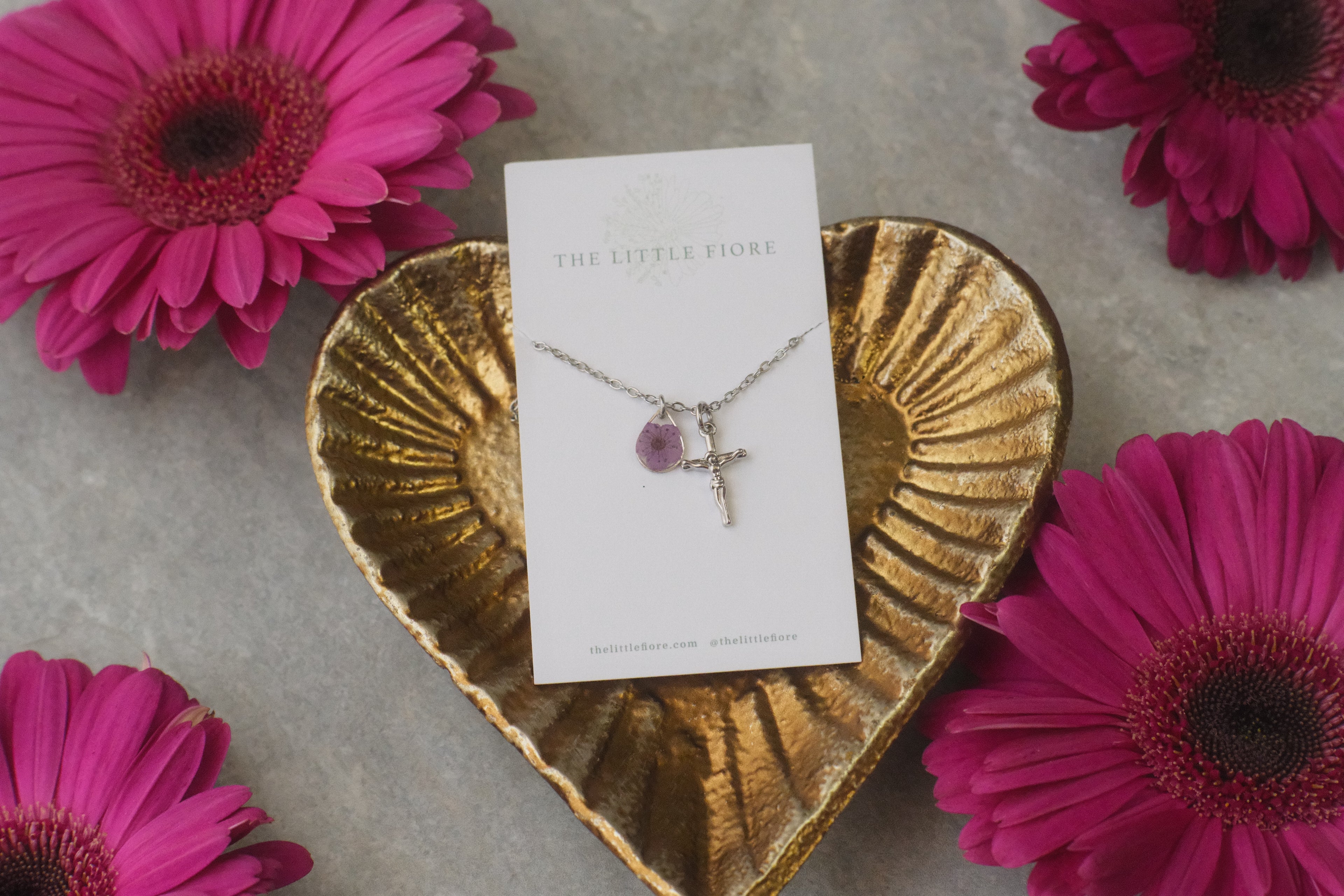 Necklace Silver Cross Purple