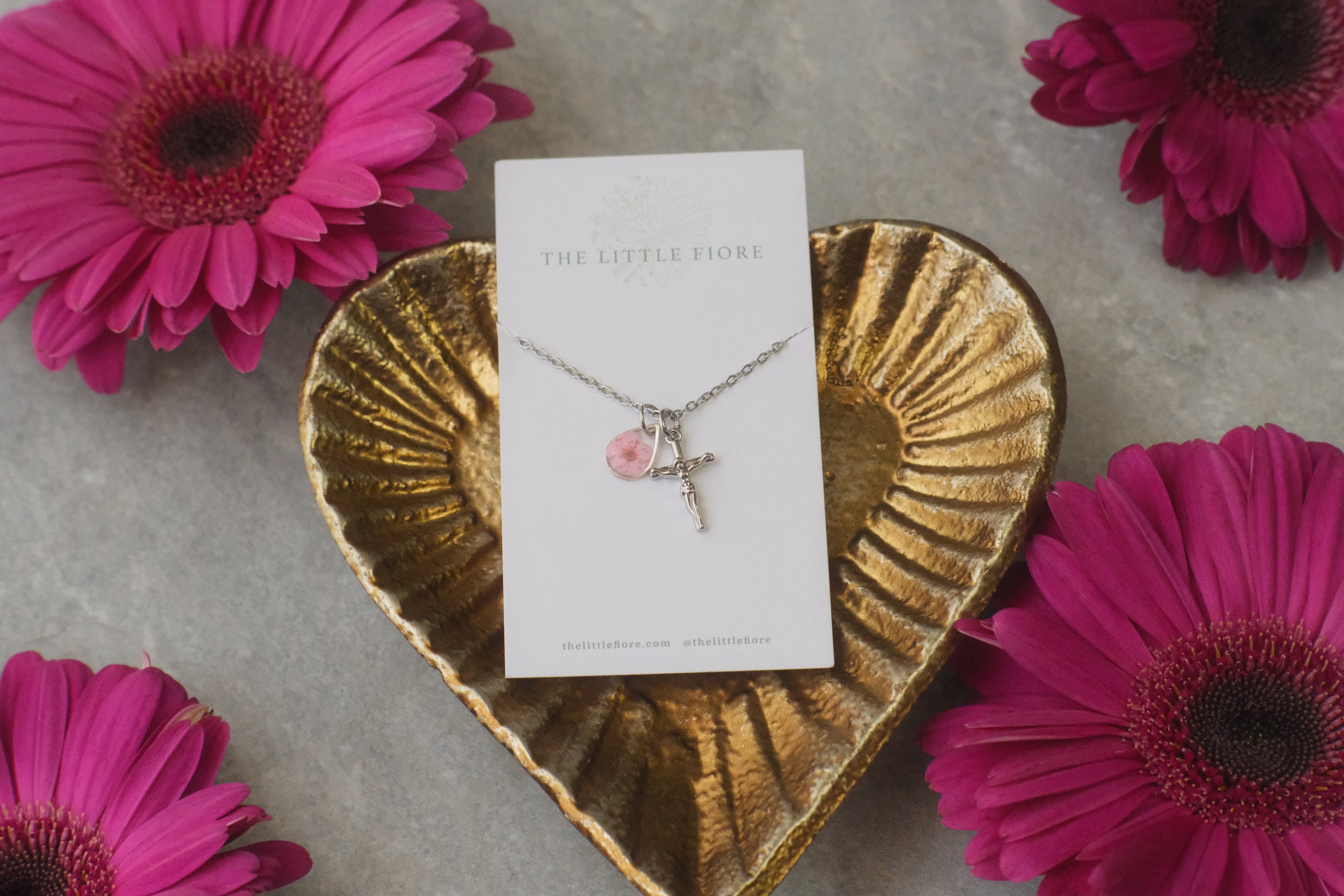 Necklace Silver Cross Rose